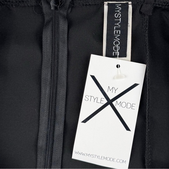 MY STYLE MODE Black Lace Trim Satin Mini Dress - Picture 5 of 9